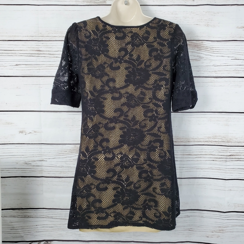 Angie | Floral Lace Mini Dress w Nude Underlay - Picture 5 of 6